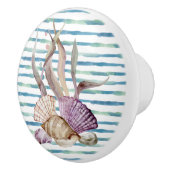 WASSERFARBENE STRANDMUSCHELN KORALE FERIENHAUS KERAMIKKNAUF (Rechts)