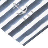 Wasserfarbene Streifen mit Anker Strand Hochzeit Kurzer Tischläufer (Ecke)