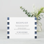 Wasserfarbene Streifen nautische Hochzeitsempfang Begleitkarte (Stehend Vorderseite)