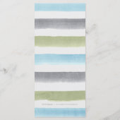 Wasserfarbene Streifen rustikale Hochzeitskarte am Menükarte (Rückseite)