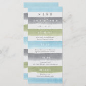 Wasserfarbene Streifen rustikale Hochzeitskarte am Menükarte (Vorne/Hinten)