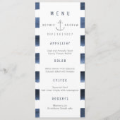 Wasserfarbene Streifen Strand Hochzeitsmenü Menükarte (Vorderseite)