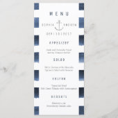 Wasserfarbene Streifen Strand Hochzeitsmenü Menükarte (Vorderseite)