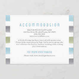 Wasserfarbene Streifen Strand Hochzeitsunterkunft Begleitkarte