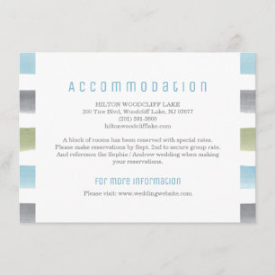 Wasserfarbene Streifen Strand Hochzeitsunterkunft Begleitkarte