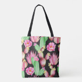 Wasserfarbene Sukkulente: Kaktus Blumenmuster. Tasche (Rückseite)