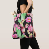 Wasserfarbene Sukkulente: Kaktus Blumenmuster. Tasche (Von Nahem)
