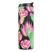 Wasserfarbene Sukkulente: Kaktus Blumenmuster. Thermosbecher (Nach links gedreht)