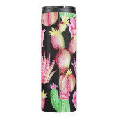 Wasserfarbene Sukkulente: Kaktus Blumenmuster. Thermosbecher (Rückseite)