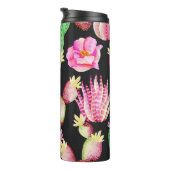 Wasserfarbene Sukkulente: Kaktus Blumenmuster. Thermosbecher (Nach rechts gedreht)