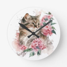 WASSERFARBENE TABBBY-KATZE MIT PINKEN-BLUME
