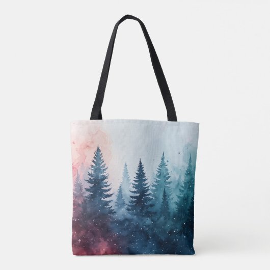 Wasserfarbene Tasche der Weihnachtskiefern (Rückseite)