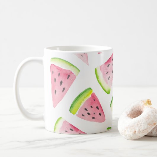 Wasserfarbene Teezubereitung Wassermelone Tasse (Mit Donut)