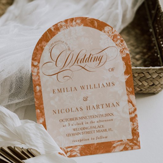 Wasserfarbene Terracotta Neutrale Hochzeit Einladung