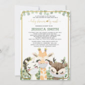 Wasserfarbene Tiere in Masken Kinderdusche per Pos Einladung (Vorderseite)