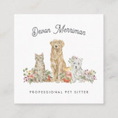 Wasserfarbene Tiere | Pflege von Haustieren Quadratische Visitenkarte (Vorderseite)