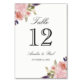 Wasserfarbene Tischnummern Rosa Hochzeitskarten