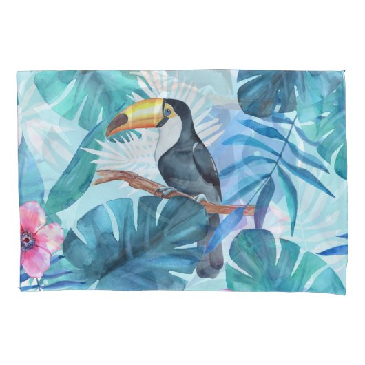 Wasserfarbene Toucans: tropisch nahtlos Kissenbezug (Vorderseite)
