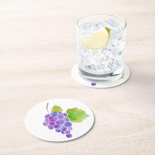 Wasserfarbene Trauben Runder Pappuntersetzer (Vor Ort)
