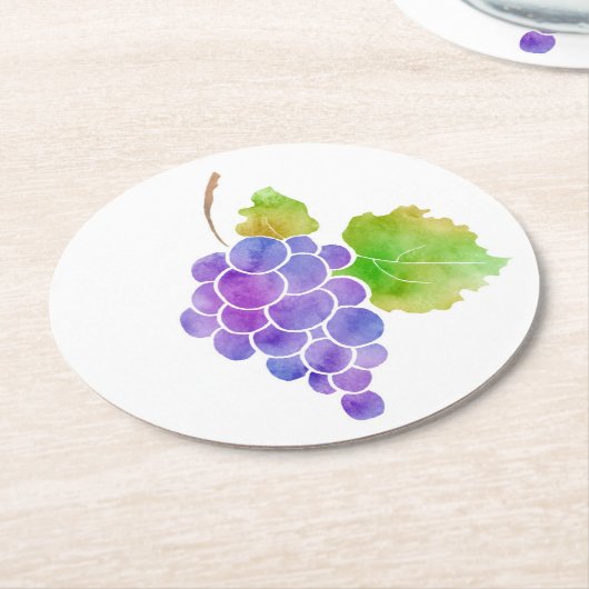Wasserfarbene Trauben Runder Pappuntersetzer (Angewinkelt)