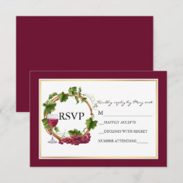 Wasserfarbene Trauben Weintrauben Burgund Hochzeit RSVP Karte
