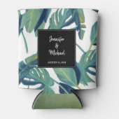 Wasserfarbene tropische Blätter Braut & Bräutigam Dosenkühler (Vorderseite)