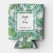 Wasserfarbene tropische Blätter Brautbräu Hochzeit Dosenkühler (Vorderseite)