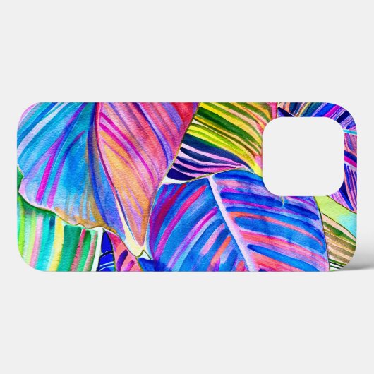 Wasserfarbene tropische Blätter Case-Mate iPhone Hülle (Rückseite (Horizontal))