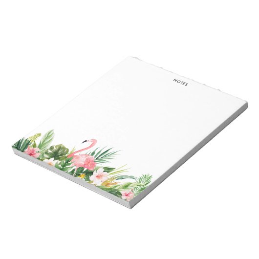 Wasserfarbene tropische Blätter Flamingo Notepad Notizblock (Rotiert)