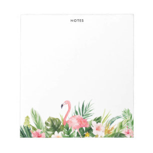 Wasserfarbene tropische Blätter Flamingo Notepad Notizblock