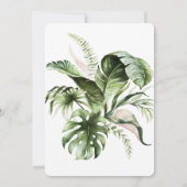Wasserfarbene tropische Blätter Hochzeitsempfang Einladung (Rückseite)
