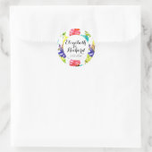 Wasserfarbene tropische Blätter Hochzeitsmonogramm Runder Aufkleber (Tasche)