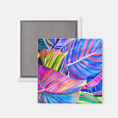 Wasserfarbene tropische Blätter Magnet (Vorderseite/Rückseite)