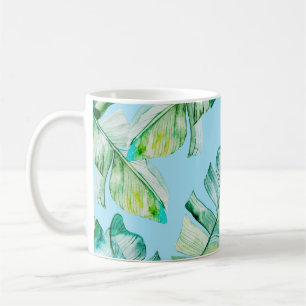 Wasserfarbene tropische Blätter, nahtlose Abbildun Kaffeetasse