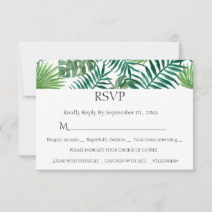 Wasserfarbene tropische Blätter - RSVP-Karte RSVP Karte