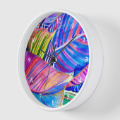 Wasserfarbene tropische Blätter Uhr (Winkel)