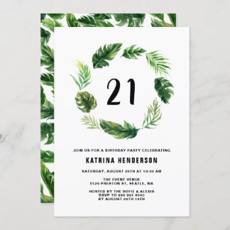 Wasserfarbene tropische Blätter Wreath Sommer Gebu Einladung