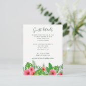 Wasserfarbene tropische Blätter zum Hochzeitsgast Begleitkarte (Stehend Vorderseite)