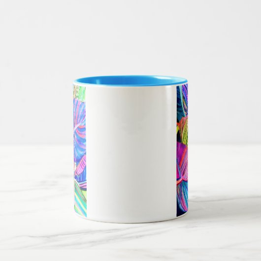 Wasserfarbene tropische Blätter Zweifarbige Tasse (Mittel)