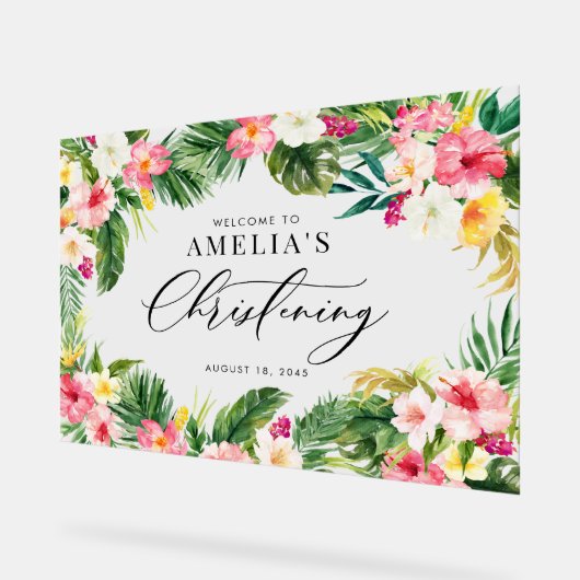 Wasserfarbene tropische Blume Acrylschild (Winkel)