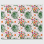 Wasserfarbene tropische Blume Botanische Palmen Bl Geschenkpapier (Flach)
