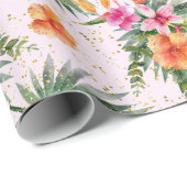 Wasserfarbene tropische Blume Botanische Palmen Bl Geschenkpapier (Rolleneckpunkt)