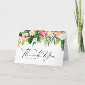 Wasserfarbene tropische Blume Garland Sommerhochze Dankeskarte (Vorderseite)