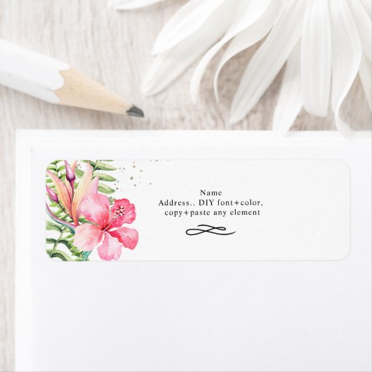 Wasserfarbene tropische Blume Hibisken Ferns (Insitu)