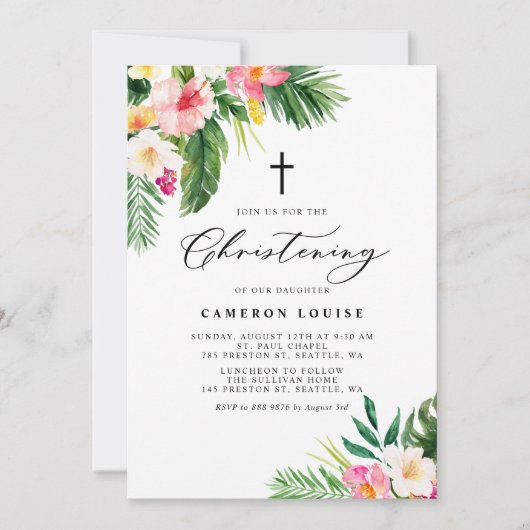 Wasserfarbene tropische Blume Sommerfeiern Einladung (Vorderseite)