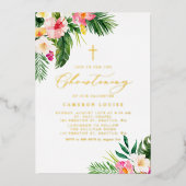 Wasserfarbene tropische Blume Sommerfeiern Folieneinladung (Vorderseite)