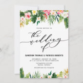 Wasserfarbene tropische Blume Sommerhochzeit Einladung (Vorderseite)