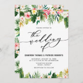 Wasserfarbene tropische Blume Sommerhochzeit Einladung (Vorne/Hinten)