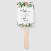 Wasserfarbene tropische Blume Sommerhochzeit Fächer (Vorderseite)