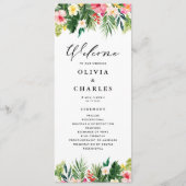 Wasserfarbene tropische Blume Sommerhochzeit Programm (Vorderseite)